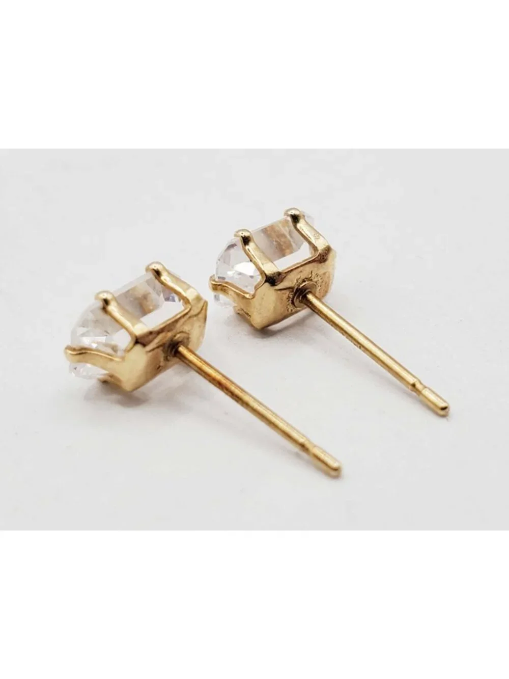 4mm Em-Cut CZ Stud Earrings 14k Gold